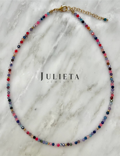 Collar corto de piedra ágata bright con oro laminado