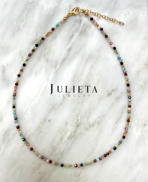 Collar corto de piedra ágata otoño con oro laminado