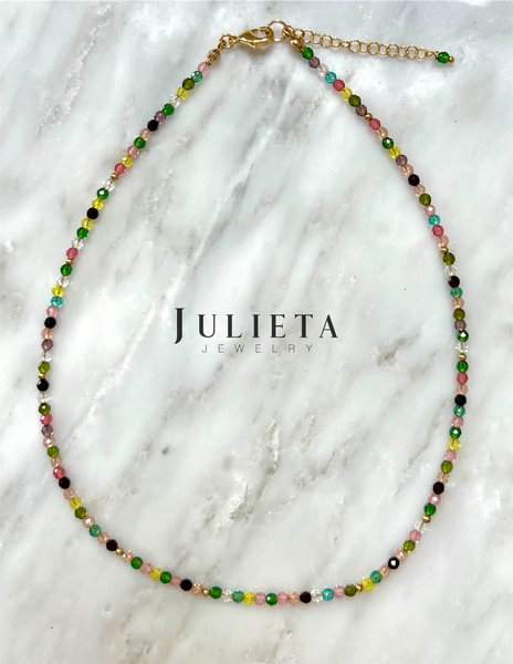 Collar corto de cristales otoño con oro laminado