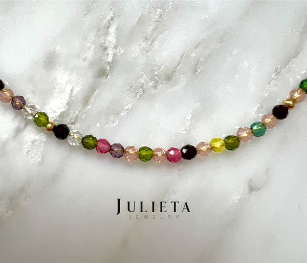 Collar corto de cristales otoño con oro laminado