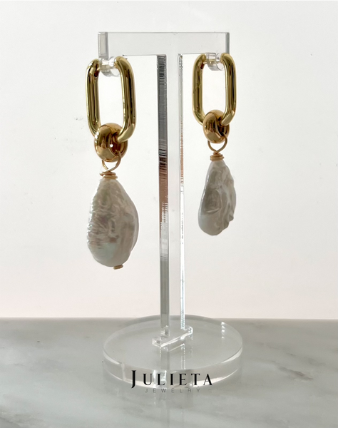 Aretes gancho chico con perlas cultivadas