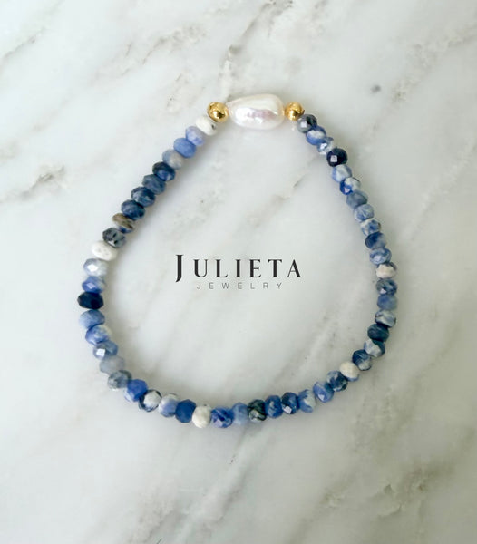 Pulsera de piedra semi preciosa con perla cultivada