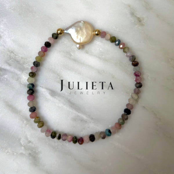 Pulsera de piedra semi preciosa con perla cultivada