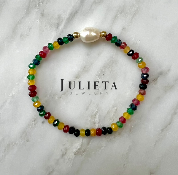 Pulsera de jade y perla cultivada