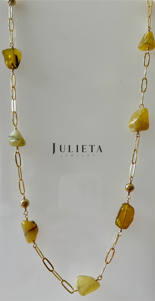 Collar largo con piedra jade africano