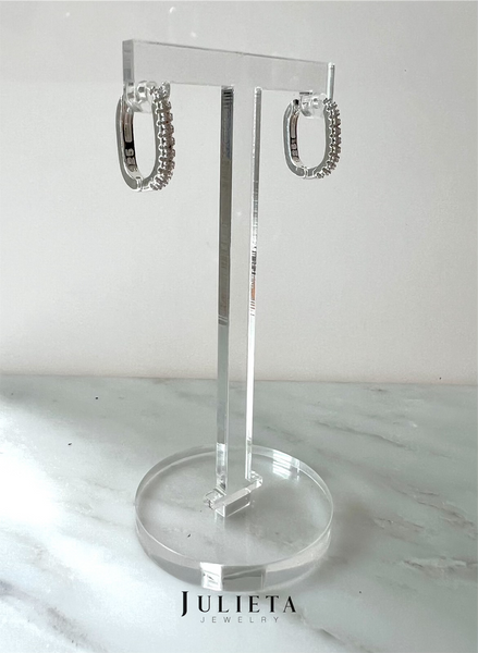 Arracadas de plata rectángulo con zirconias