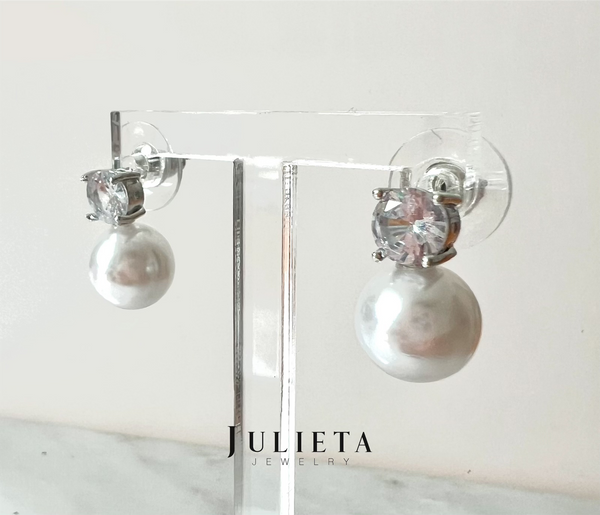 Aretes de perla con zirconia