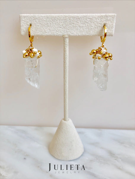 Aretes piedra natural - transparente