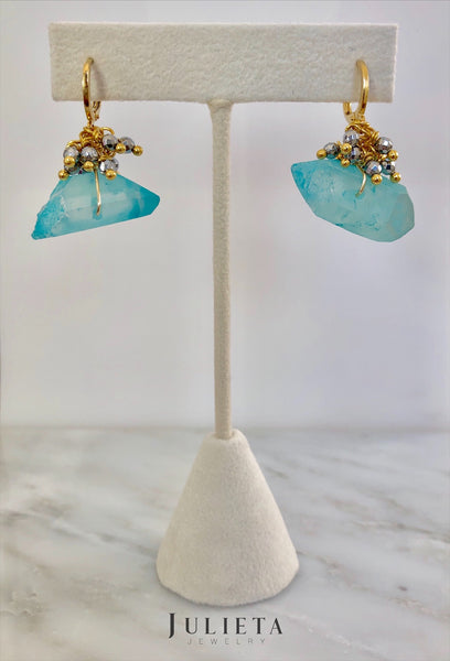 Aretes piedra natural - aqua