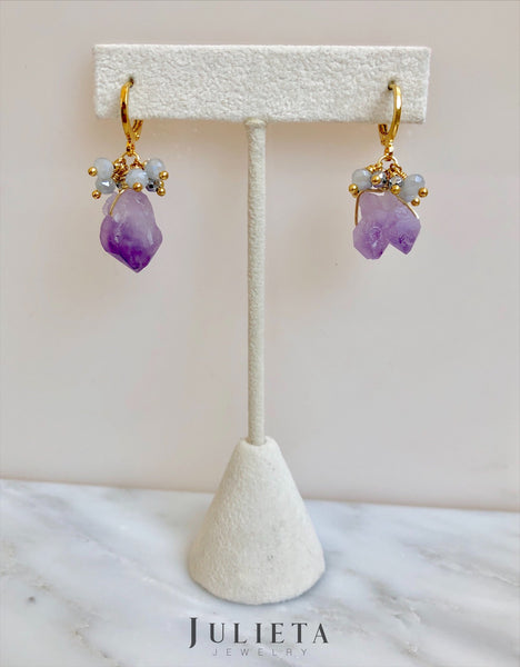 Aretes piedra natural - morado