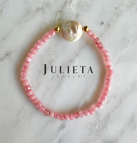 Pulsera de jade con perla cultivada