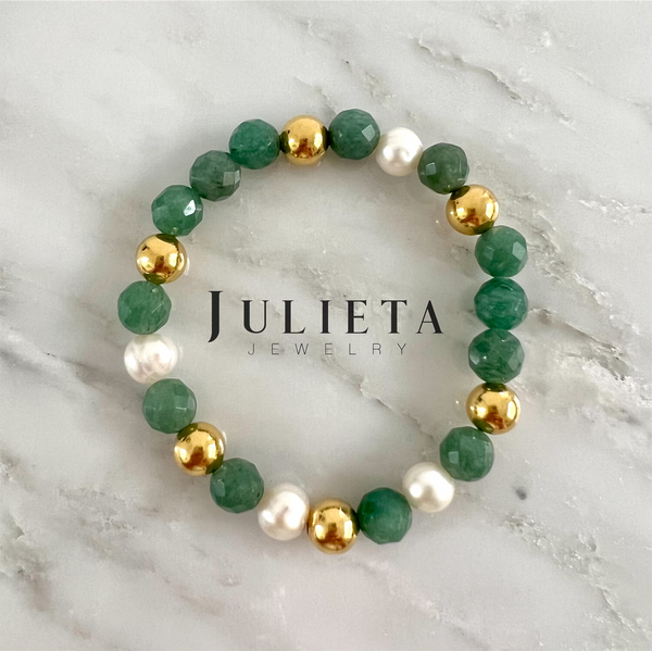 Pulsera de jade con perlas de río