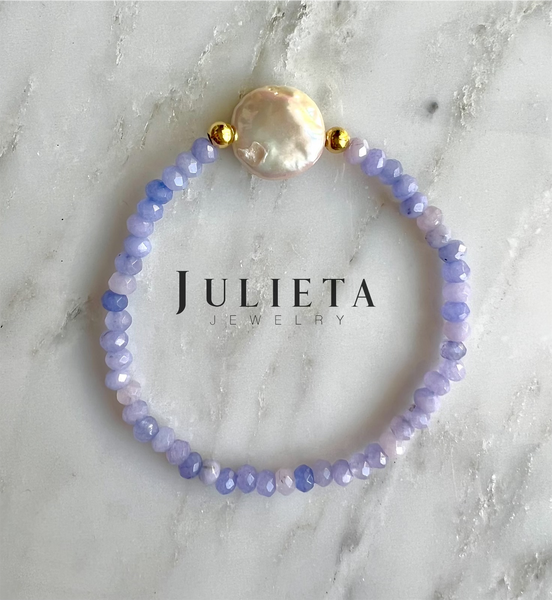 Pulsera de jade con perla cultivada