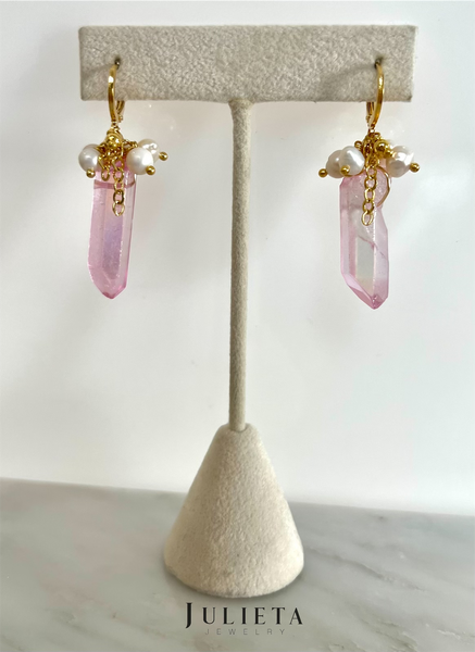Aretes piedra natural - rosa